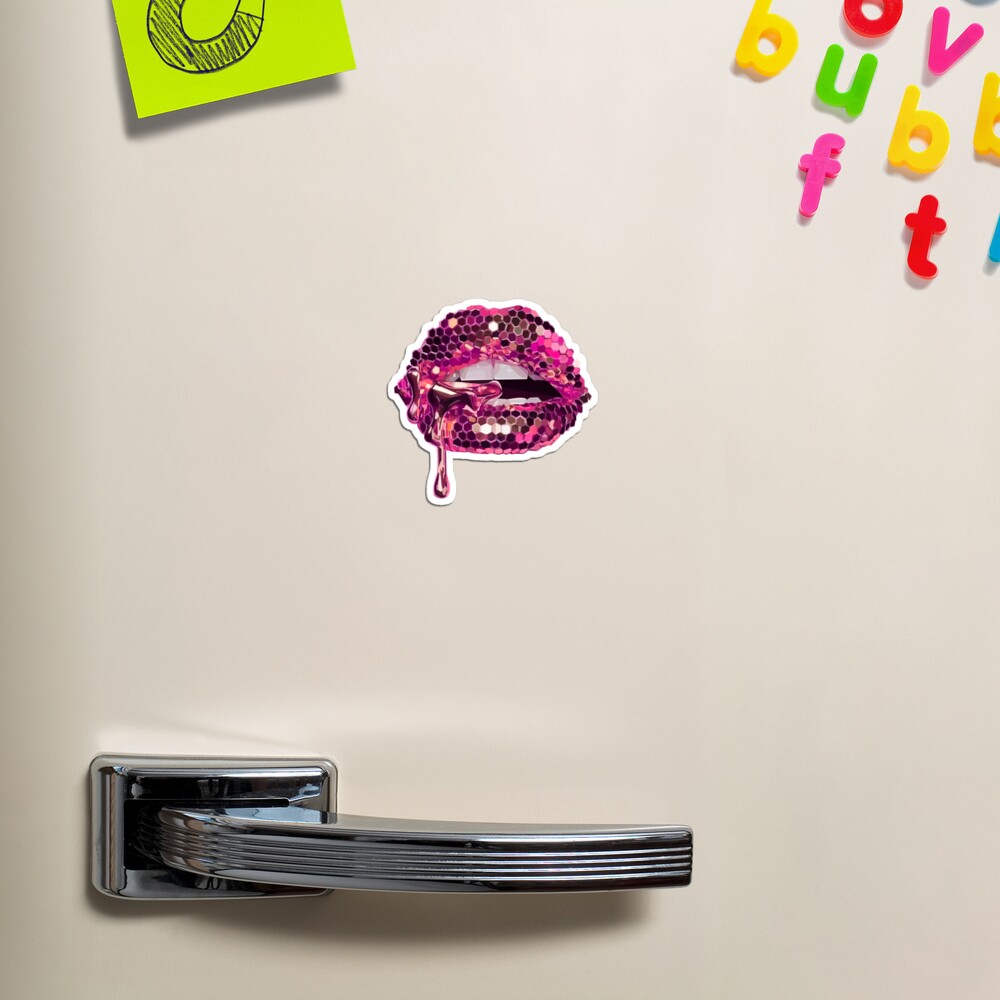Pink Glitter Lips Art Board Print for Sale by twin-designs