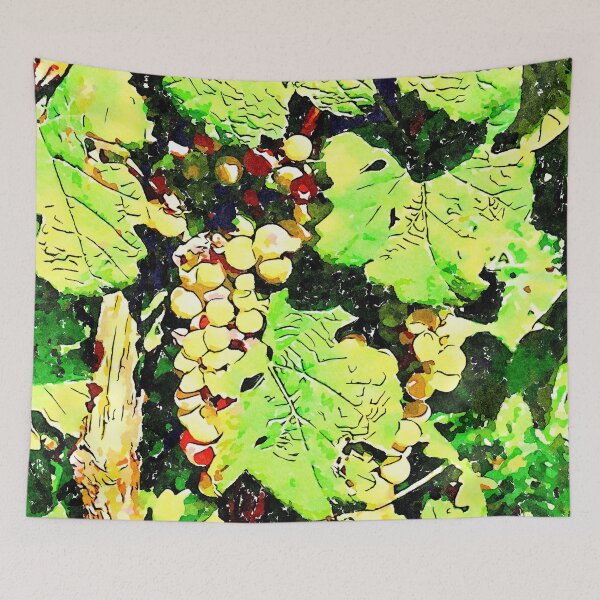 Item preview, Hortus Conclusus: bunches of white grapes among the leaves designed and sold by Giuseppe Cocco.