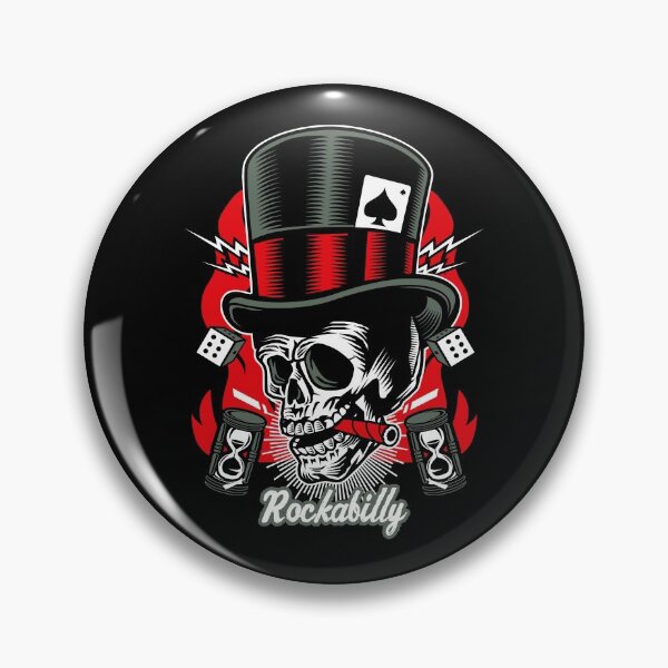 Item preview, Rockabilly Rock Skull Retro Classic Rock and Roll Bikers designed and sold by MemphisCenter.