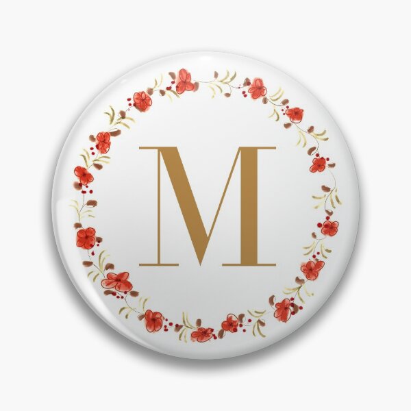 Artikelvorschau, Buchstabe M Monogramm mit roten Blüten und Blättern entworfen und verkauft von Createlikeamom.