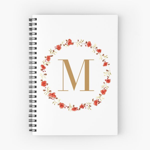Item preview, Letter M monogram with red colored flowers and leaves designed and sold by Createlikeamom.