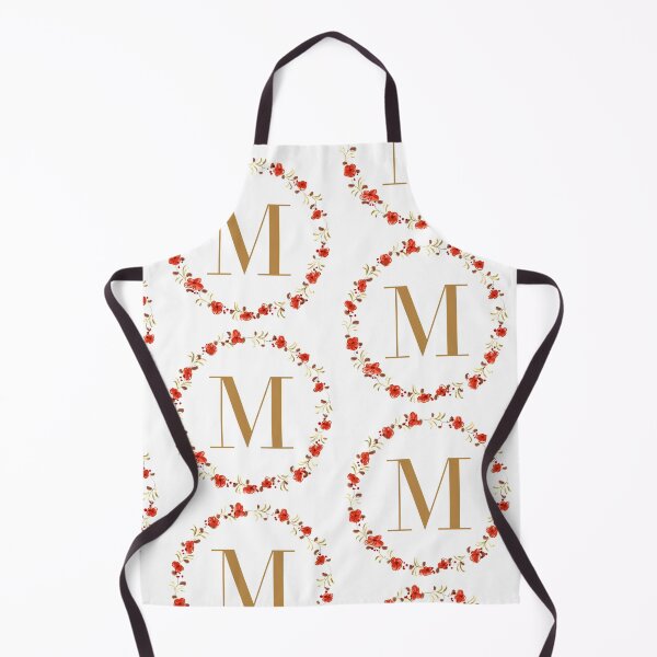 Item preview, Letter M monogram with red colored flowers and leaves designed and sold by Createlikeamom.
