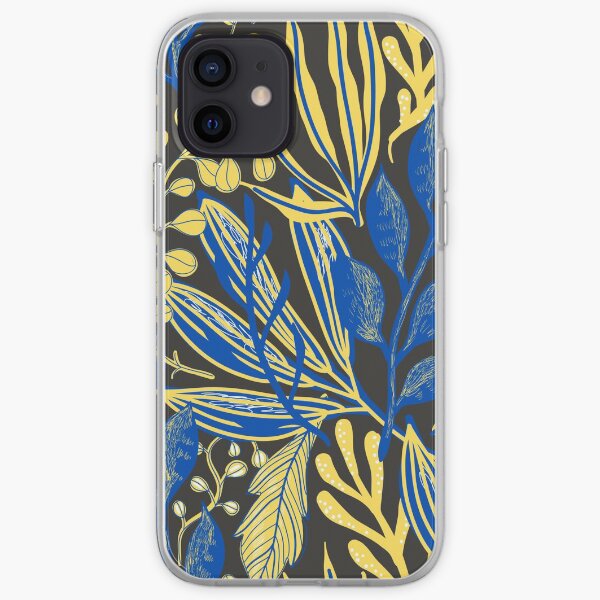 yellow and blue patterns iPhone Soft Case