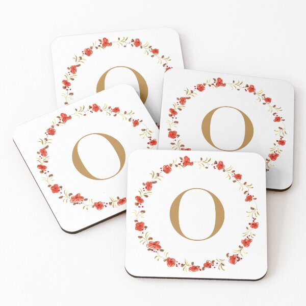 Item preview, Letter O monogram with red colored flowers and leaves designed and sold by Createlikeamom.
