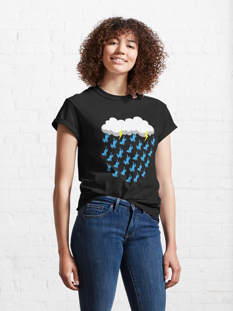 Thumbnail 4 of 7, Classic T-Shirt, DARK RAIN CLOUD RAINING CATS AND DOGS designed and sold by Catinorbit.
