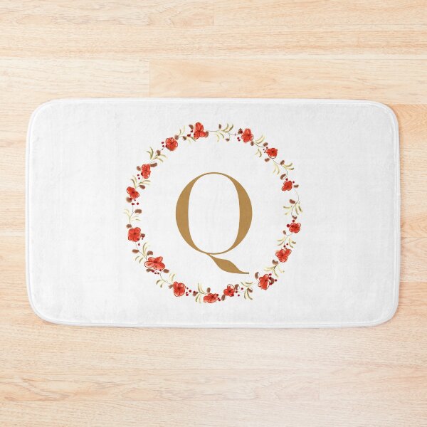 Item preview, Letter Q monogram with red colored flowers and leaves designed and sold by Createlikeamom.