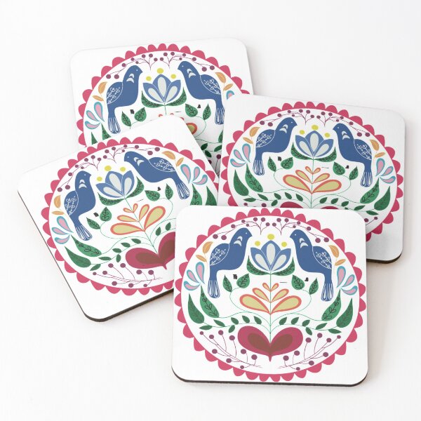 Item preview, Pennsylvania Dutch Folk Art Design – Birds, Berries, Flowers, and Heart – Barn Hex Sign Inspired Artwork designed and sold by Christina Anderson.