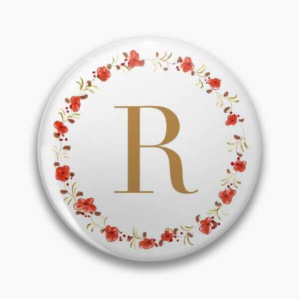 Item preview, Letter R monogram with red colored flowers and leaves designed and sold by Createlikeamom.