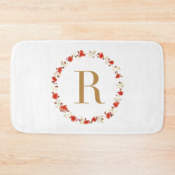 Item preview, Letter R monogram with red colored flowers and leaves designed and sold by Createlikeamom.