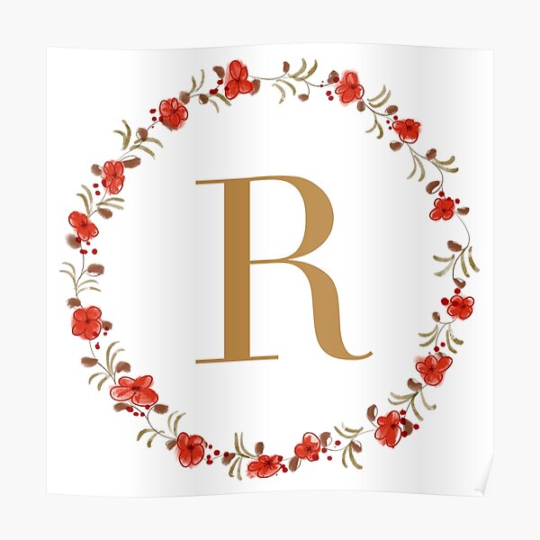 Circle Nature Flower Letter R Initial Logo, Monogram Circle With
