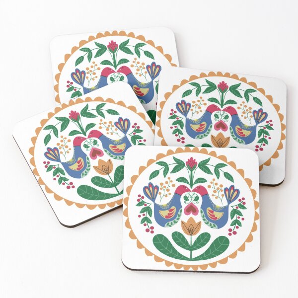 Item preview, Pennsylvania Dutch Folk Art Design – Birds, Berries, Tulips, and Heart – Barn Hex Sign Inspired Artwork designed and sold by Christina Anderson.