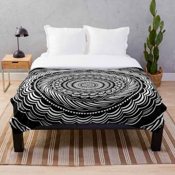 Item preview, Black and White Swirled Mandala Design Pattern // Aesthetic Calming Meditation Gratitude Minimalistic designed and sold by AEJdesign.