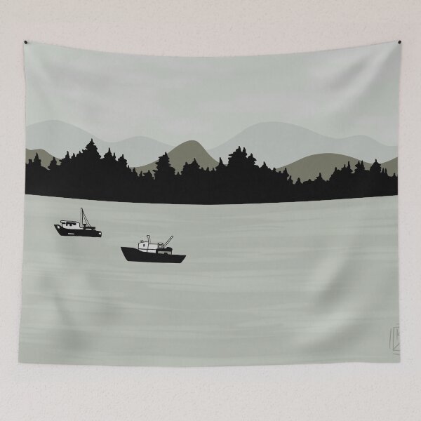 Item preview, Fishing Boats in Grey  designed and sold by Krystal  Thomas.