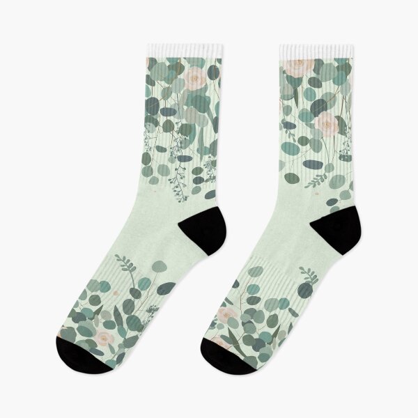 Item preview, Roses & Eucalyptus green Leaves floral print  designed and sold by TraveliteDesign.