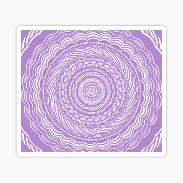 Violet Purple Lavender Swirled Mandala Design Pattern // Aesthetic Calming Meditation Gratitude Minimalistic Sticker