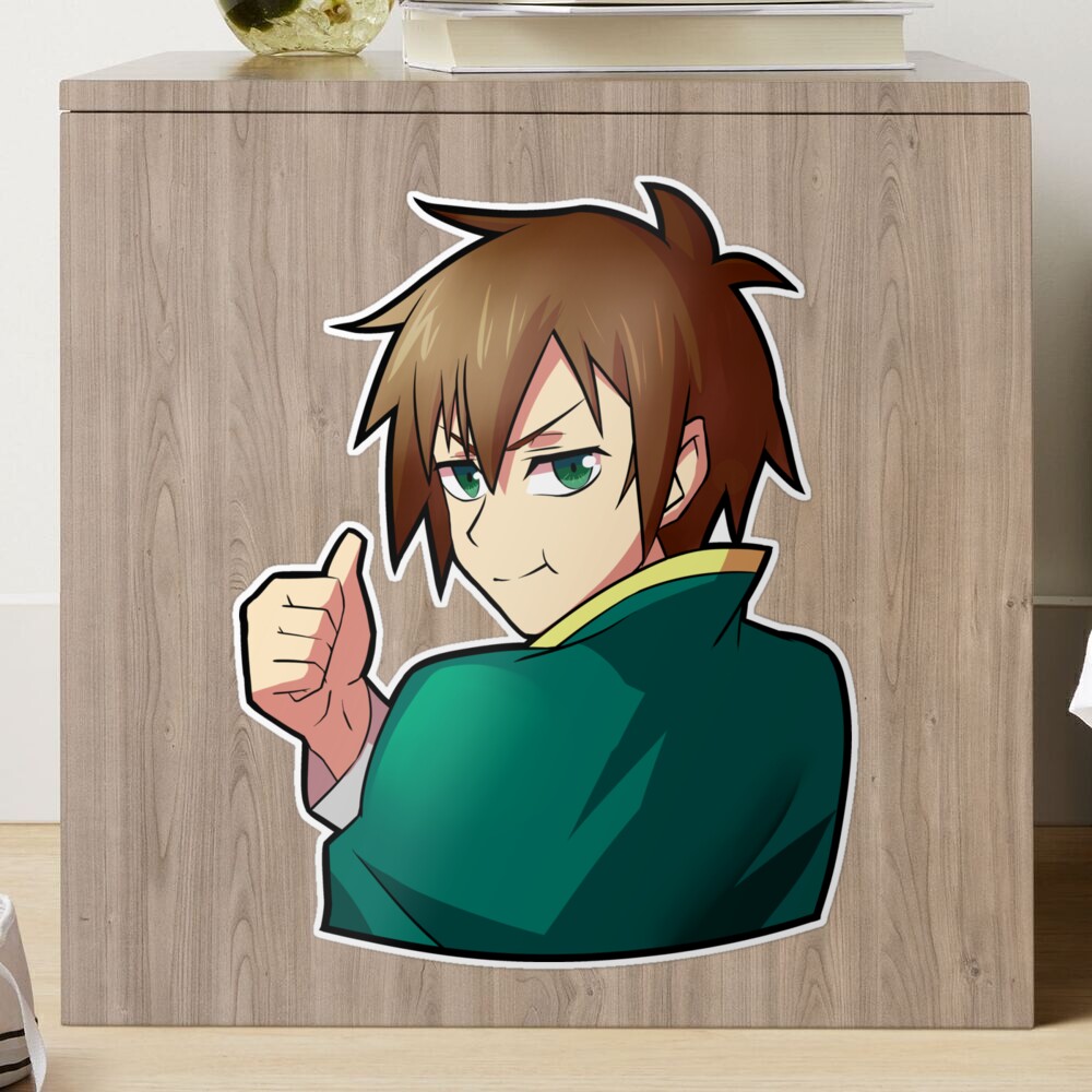 Kazuma Satou from Konosuba Glossy Sticker Anime Appliances, Walls, Windows!