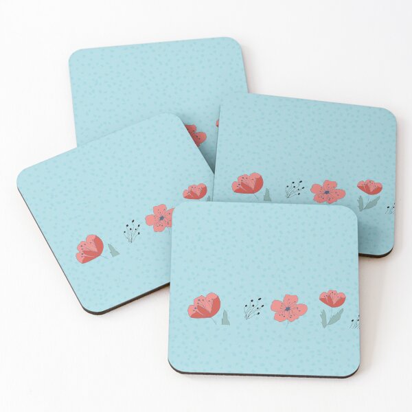 Item preview, Poppy flowers on blue spotted background designed and sold by Meg M Studio.