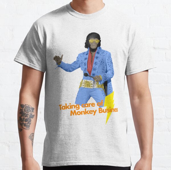 Planet of the Apes Elvis Mashup "Taking Care of Monkey Business" Classic T-Shirt