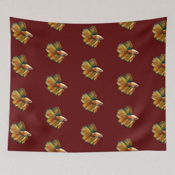 Item preview, Golden Siamese Fighting Fish (Crimson Background) designed and sold by Sarah Girard.