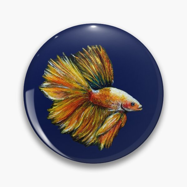 Item preview, Golden Siamese Fighting Fish (Blue Background) designed and sold by Sarah Girard.