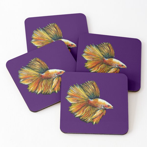 Item preview, Golden Siamese Fighting Fish (Purple Background) designed and sold by Sarah Girard.