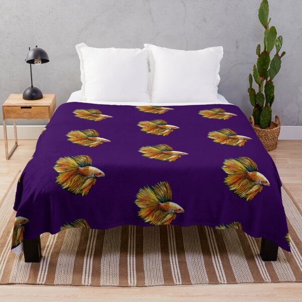 Item preview, Golden Siamese Fighting Fish (Purple Background) designed and sold by Sarah Girard.