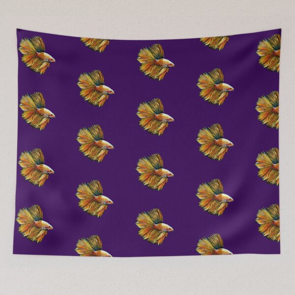 Item preview, Golden Siamese Fighting Fish (Purple Background) designed and sold by Sarah Girard.