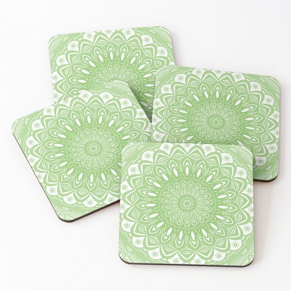 Item preview, Green and White Mandala // Simple Minimalistic Pretty Mandala Design Pattern Zentangle designed and sold by AEJdesign.
