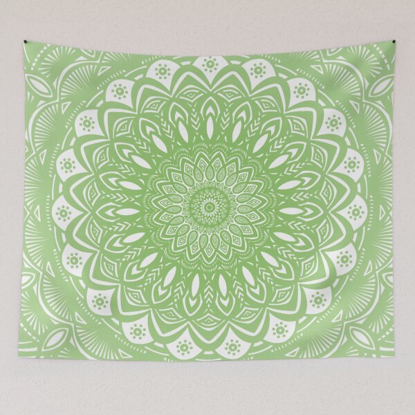 Item preview, Green and White Mandala // Simple Minimalistic Pretty Mandala Design Pattern Zentangle designed and sold by AEJdesign.
