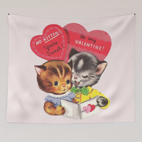 Item preview, Red Heart Kitten Couple  Vintage Valentine’s Day Card designed and sold by Bellathewilde.