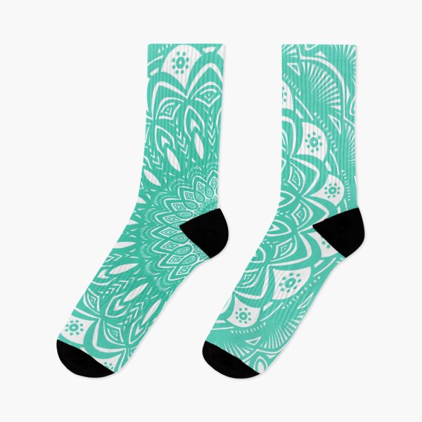 Item preview, Aqua Seafoam Green Blue and White Mandala // Simple Minimalistic Pretty Mandala Design Pattern Zentangle designed and sold by AEJdesign.