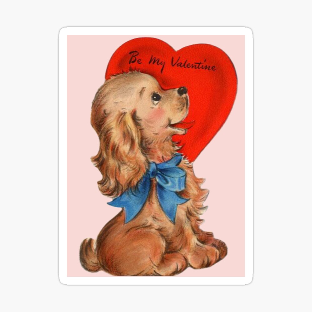Vintage Dog Valentine's Day Card Poster for Sale by Bellathewilde