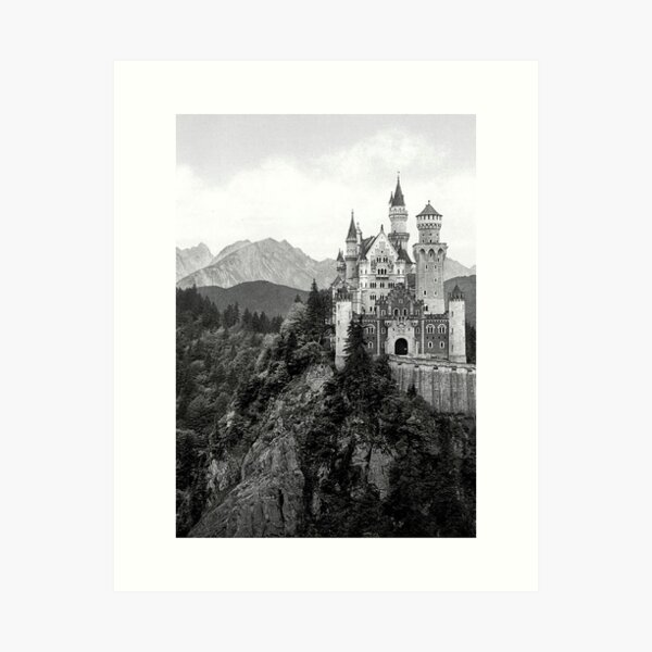 Black and white castle photography Art Print
