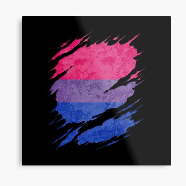 Bisexual Pride Flag Ripped Reveal Metal Print