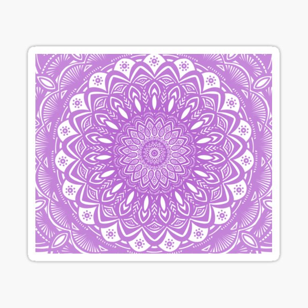 Violet Purple and White Mandala // Simple Minimalistic Pretty Mandala Design Pattern Zentangle Sticker