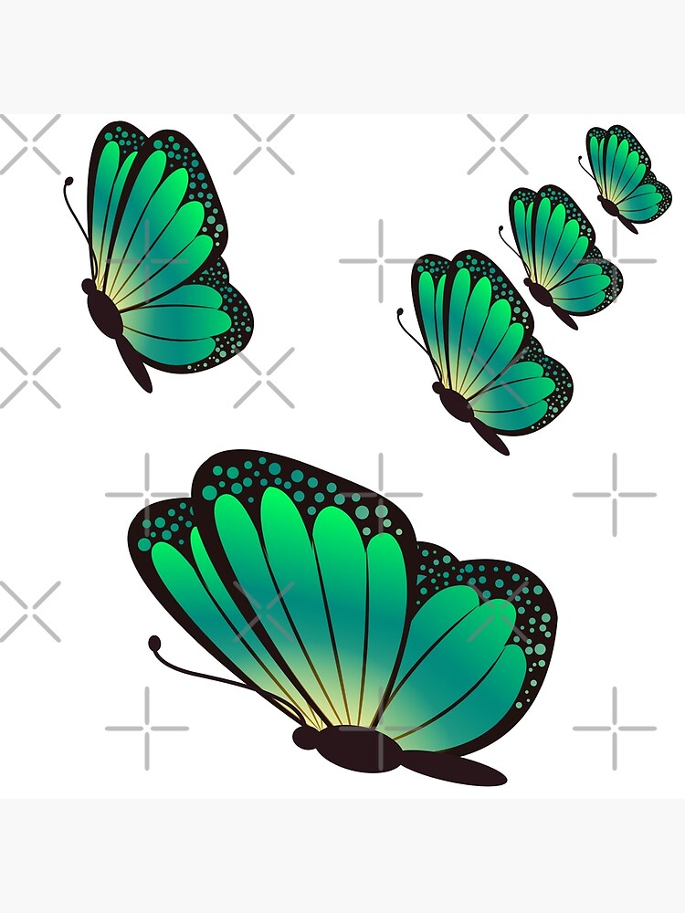 "Green Butterfly Pattern Cute Butterflies Nature Insects" Poster for