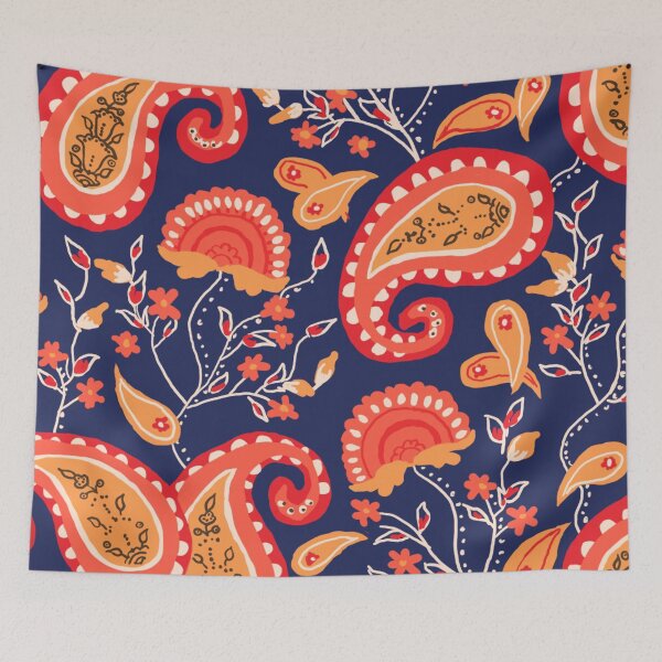 Item preview, Orange and Blue Paisley designed and sold by astrobiologist.