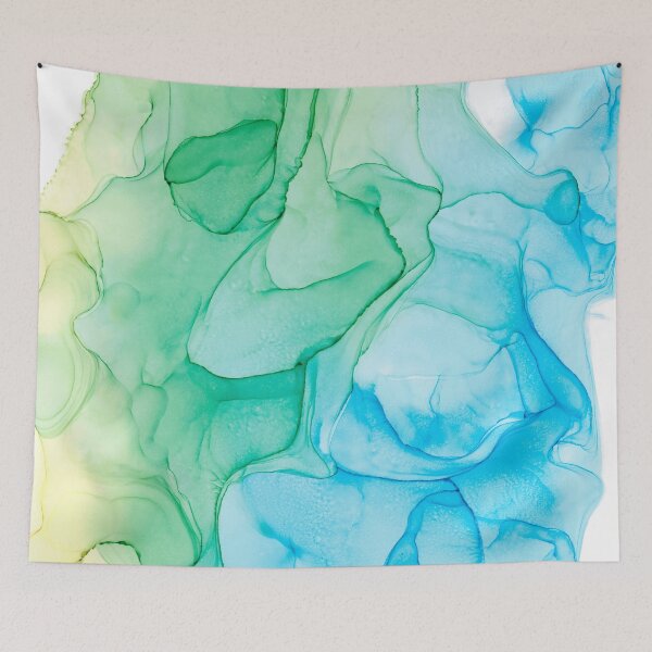 Item preview, Yellow Green Blue Abstract 127 Alcohol Ink Painting by Herzart Modern  designed and sold by herzart.