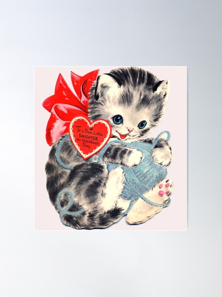 Vintage Valentines Card Die-Cut Cats To A Sweet Little Girl On Valentines  Day