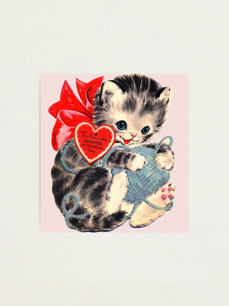 Kitten To a Dear Daughter Vintage Valentine’s Day Card | Photographic Print