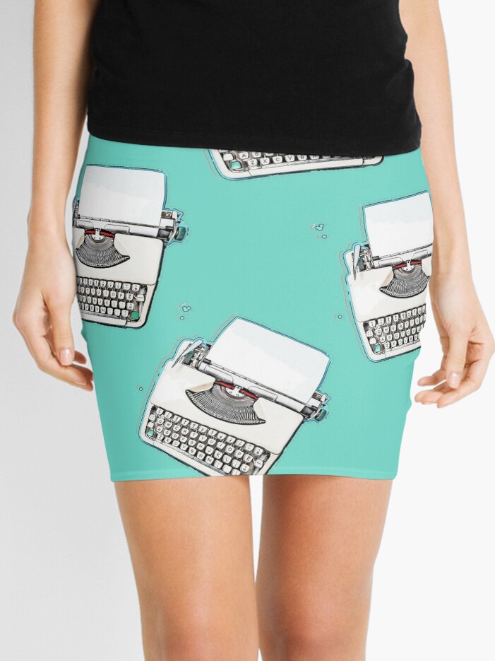 Cartoon style vintage typewriter pattern | Mini Skirt