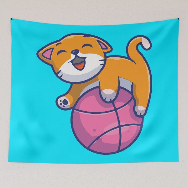 Item preview, Cute Cat Playing With BASKETBALL designed and sold by Cutefy.