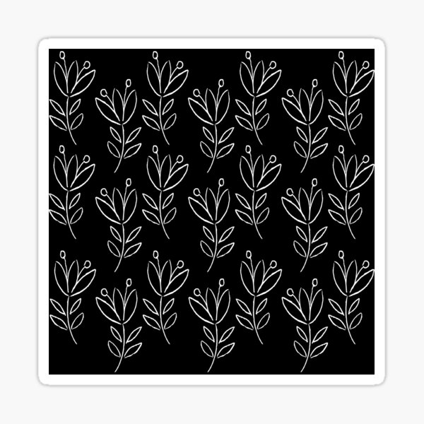 Black & White Minimalistic Flower Pattern Sticker