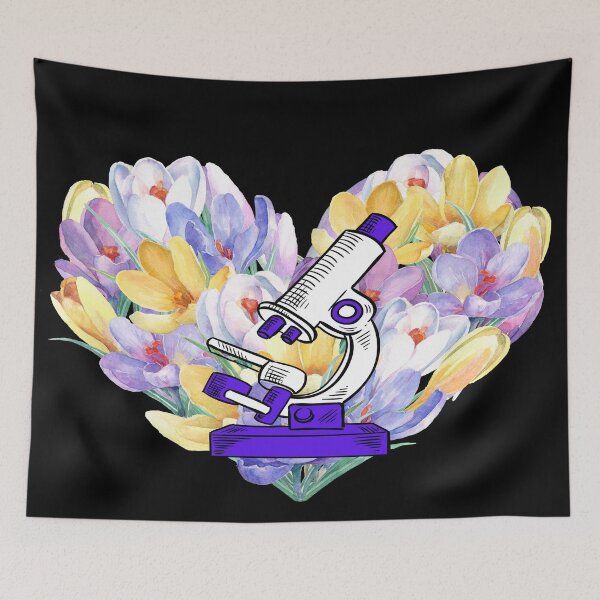 Item preview, CROCUS FLOWER HEART MICROSCOPE MEDICAL LABORATORY SCIENTIST designed and sold by Hippiesole.