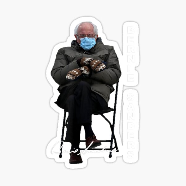 "Bernie Sanders signature Sitting Inauguration Meme Mittens" Sticker