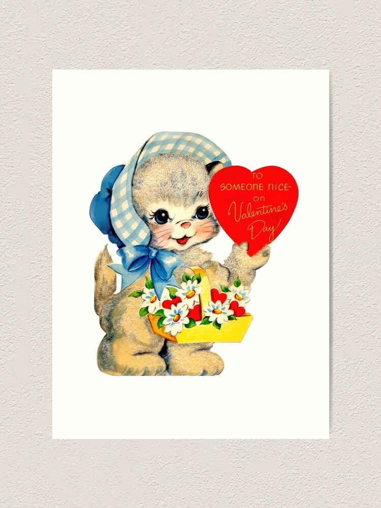 Let’s cuddle Shoe and Kitten Vintage Valentine’s Day Card | Poster