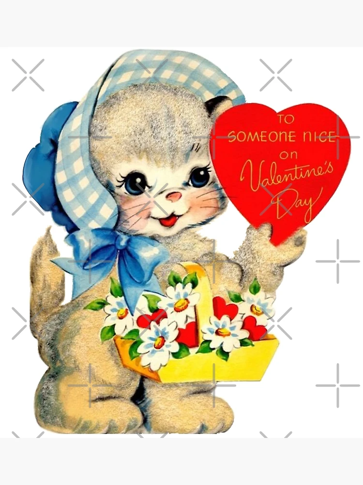 Let’s cuddle Shoe and Kitten Vintage Valentine’s Day Card | Poster