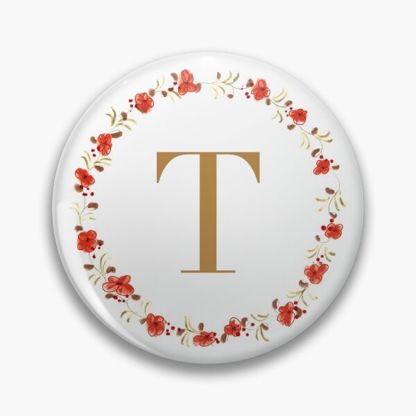 Item preview, Letter T monogram with red colored flowers and leaves designed and sold by Createlikeamom.