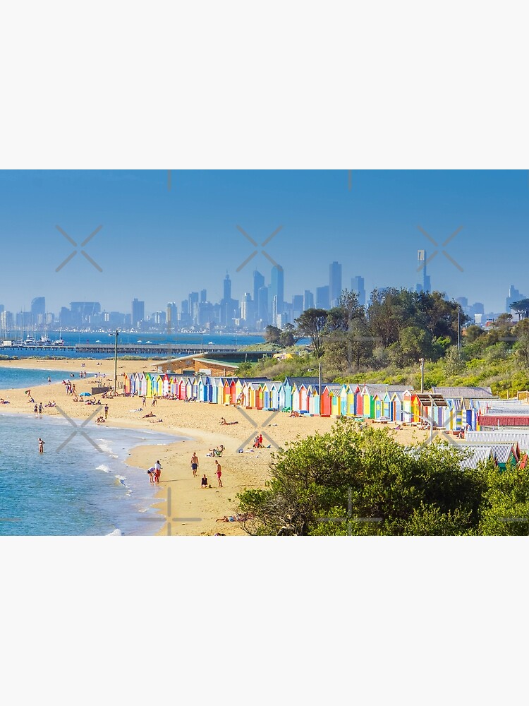 "Brighton Bath Huts by the Bay" Poster by sjphotocomau | Redbubble