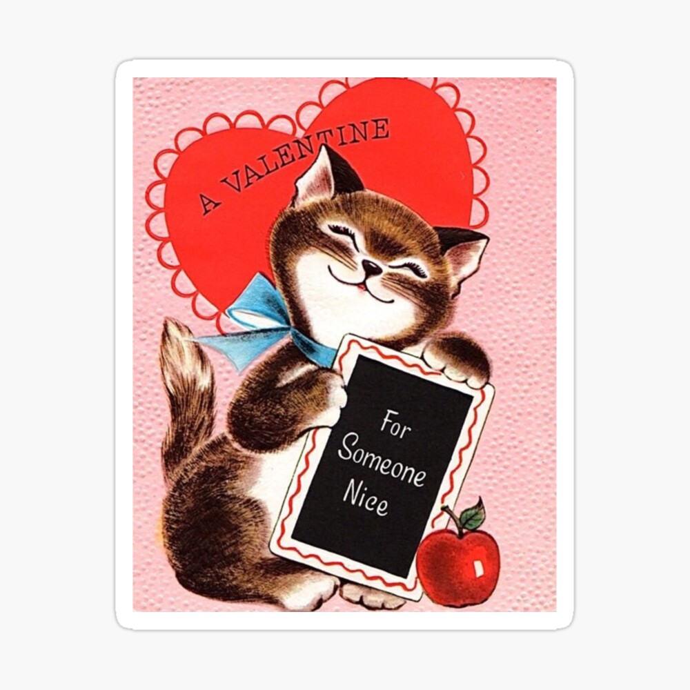 Vintage Valentine Card, Hello Kitten, Kitschy Valentine Gift For